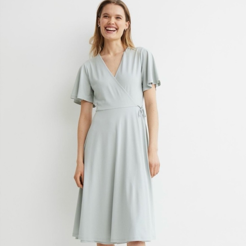 H&M Women’s Blue Faux Wrap Dress, Size Large